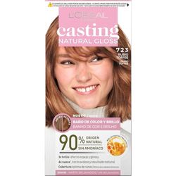 L'Oréal Paris Casting Natural Gloss, Baño de color y brillo, Cobertura óptima, Con Acondicionador Nutritivo con Miel, Sin Amoniaco, Color: Rubio Toffee 723