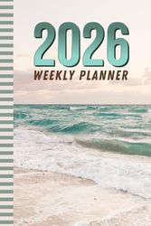 2026 Weekly Planner: 6x9 Dated Diary With To Do List - Habit Tracker - Notes Section / Agenda Gift / Vintage Blue Ocean Wave - Tropical Beach Travel Theme Cover