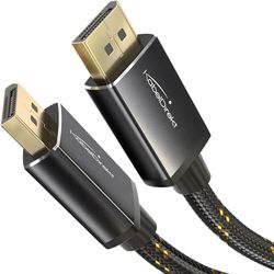 KabelDirekt – DisplayPort 2.1/DP 2.1 Kabel – 1m – Metalen Connectoren + Omvlechting, DP80 met 80 Gbit/s voor Gaming pc's/Grafische Kaarten, FreeSync/G-Sync, tot 16K@60Hz, 8K@120Hz, 4K@240Hz