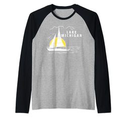 Puesta de sol en el lago Michigan Camiseta Manga Raglan