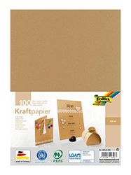 folia 691/4/98 - Papel kraft natural, 120 g/m², DIN A4, 100 hojas, para elaboración individual y diseño de tarjetas de felicitación, invitaciones, tarjetas de lugar, etc.