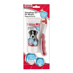 Beaphar Tandverzorgingsset voor puppy's - voor honden - met leversmaak - tandenborstel en tandpasta - set (1 stuk/50 g)