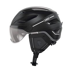 ABUS Pedelec 2.0 ACE Stadshelm - Hoogwaardige E-Bike helm met Achterlicht en Vizier voor Stadsverkeer - Voor Dames en Heren - Zwart, Maat L