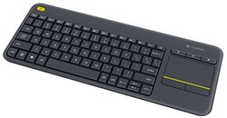 Logitech K400 Plus Wireless Touch TV-Toetsenbord met Eenvoudige Mediabediening en Ingebouwd Touchpad, Pan Nordic QWERTY indeling - Zwart