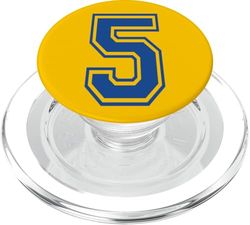 Número 5 estilo deportivo en azul PopSockets PopGrip para MagSafe