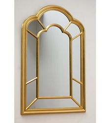 DRW Espejo de Pared con Forma de Ventana, Dorado, 140x85 cm