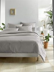 De Witte Lietaer Olivia - Parure da Letto in Raso di Cotone Pettinato, 260 x 240 cm, con 2 federe, Colore: Grigio Chiaro/Tortora