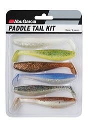 Abu Garcia Paddletail Soft Lure Kit, 6 allround zacht aas in bewezen visvangende kleuren, ideaal voor baars, snoek en snoekbaars, vissen met jigkop, dropshot, Carolina Rig, 100 mm