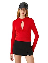 Koton Vrouwen Cut Out Detail T-shirt met lange mouwen, rood (401), XL