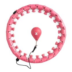 TREXO Hula Hoop con Peso y palitos de Masaje en Rosa, 100 cm de diámetro de ABS y PVC. Tamaño Ajustable Adelgazar la Cintura. Apreta el Abdomen