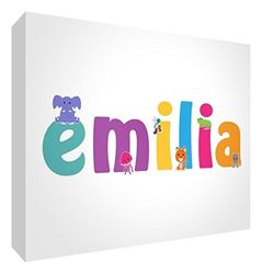 Little Helper LHV-EMILIA-A6BLK-15IT Panneau décoratif pour bébé/baptême idée Cadeau, Design Personnalisable avec nom de Fille Emilia, Multicolore, 10,5 x 14,8 x 2 cm
