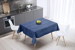 Bonamaison, Anti-moisissure, Séchage Rapide, Résistant aux Taches, Lavable en Machine, 100% Polyester Nappe de Table, Bleu, 140 x 140 Cm - Conçu et Fabriqué en Turquie