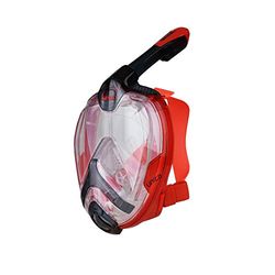 SEAC Máscara única de snorkeling com visão panorâmica de 180°, unissexo para adulto, vermelho/preto, L/XL