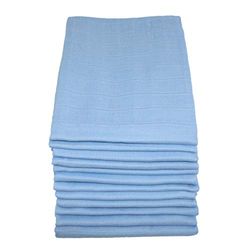 MuslinZ 12PK 100% Pure Cotton Baby Muslin Squares 70x70cms - Blue