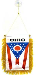 Ohio mini Banner 6'' x 4'' - US state of Ohio PENNANT 15 x 10 cm - mini Banners 4x6 inch zuignap hanger - AZ FLAG