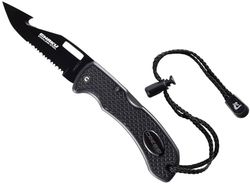 CRESSI Chaku Knife Black EP dubbelblad slät galvaniserad tandad dykkniv, perfekt för dykning och apné, svart/galvaniserat blad, en storlek, vuxen unisex
