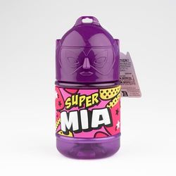 Super Mia Personalised Kids Water Bottle with Straw
