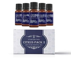 Mystic Moments | Citrus (Pack 2) Essential Oil Gift Starter Pack 5x10ml | Bergamot Sicilian, Citronella Java, Lemongrass Cochin, Litsea Cubeba, Mandarin Cold Pressed | Perfect as a gift
