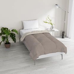 Italian Bed Linen Winter donsdeken, gevuld, tweekleurig, dromen en stemmen, hazelnoot/beige, Frans bed, 200 x 200 cm