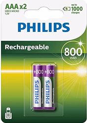 Philips Multi Life - pilhas recarregáveis NiMH AAA 800 mAh (embalagem de 2)