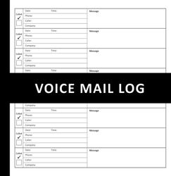 Voice Mail Log Book: Voicemail Logbook, 8 1/4 x 8 1/2 Inch, 50 Sheets Double Sided, Logs 8 Messages per Page, 800-Message Book for Office