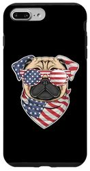 iPhone 7 Plus/8 Plus Patriotic Pug American Flag Sunglasses Bandana 4th of July Case