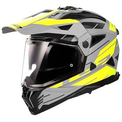 LS2, Casque Moto Cross PIONEER II NAMIB Grey H-V Yellow, L