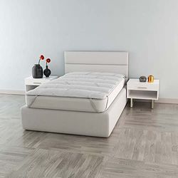 Italian Bed Linen Elegant 85/90 x 190/200 Surmatelas matelassé avec Traitement Silver, Blanc, pour lit Simple