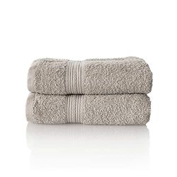 ALCLEAR - Lot de Serviettes éponge de qualité supérieure, Gamme Disponible en 6 Coloris et 5 Tailles, Coloris : Gris Argent, 2 Serviettes de Bain de 50 x 100 cm, Oeko-Tex Standard 100