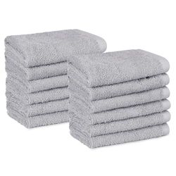 Amazon Basics Toalhas faciais de banho, 100% algodão, extra absorventes, secagem rápida, toalha de salão, embalagem de 12 cm, (30 x 30 cm), cinzento