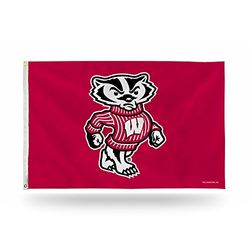 NCAA Rico Industries Bannière simple face avec œillets Motif blaireau du Wisconsin 90 x 150 cm