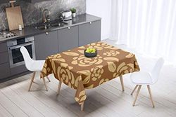 Bonamaison, Anti-moisissure, Séchage Rapide, Résistant aux Taches, Lavable en Machine, 100% Polyester Nappe de Table, Tons Bruns, 140 x 140 Cm - Conçu et Fabriqué en Turquie