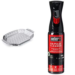 Weber Panier à Légumes Petit Modèle, Inox & Nettoyant Barbecues Q et Pulse - Spray Nettoyant Biodégradable - Accessoire Barbecue Weber - Conçu pour Grilles de Barbecues Q et Pulse - 300ml (17874)