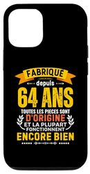 Coque pour iPhone 13 64 Ans Anniversaire Cadeau Rigolo Homme Femme 64ème Anniv