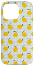 Cute Lemon Gingham Pattern in Yellow & Blue Summer Aesthetic Case for iPhone 14 Pro Max