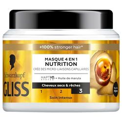 Schwarzkopf - GLISS - Masque 4en1 - Nutrition - Huile de Marula - Haptiq System - Crée des Micro-Liaisons Capillaires - Cheveux Sec et Rêches - Soin Intense - Nourrit & Repare - 400ml