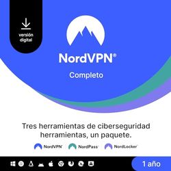 NordVPN Completo, 1 Año, VPN y Software de Ciberseguridad, Código Digital