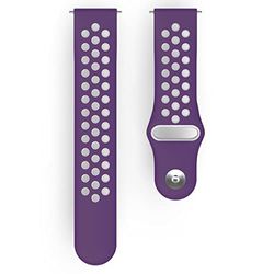 Hama Cinturino di ricambio per Fitbit Versa 2, Versa, Versa Lite, sportivo, traspirante, da scambiare, in silicone, con bottone in acciaio inox, colore: lilla/grigio