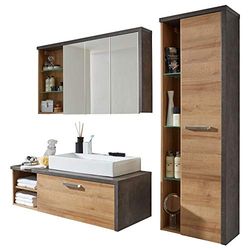 trendteam smart living Meuble de Salle de Bain avec Espace d'rangements, Bois Dense, Miel de chêne de Baie, 186 x 160 x 85 cm