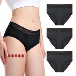 Carer | Confezione da 3 Mutandine Menstruali per Flusso Abbondante | Mutandine Menstruali con Pizzo | Tampone ad Assorbimento Rapido da 50 ml | Lavabili e Riutilizzabili | Taglia XL