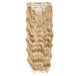 Lullabellz Extra AF Lot de 5 extensions de cheveux naturels ondulés à clipser Marron doré 86 cm