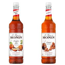 MONIN Premium Pumpkin Spice Syrup 1L & Premium Caramel Syrup 1 L