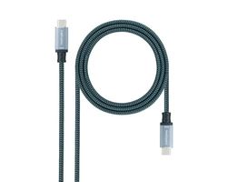 Watio Wave USB-kabel, USB 3.1 Gen2, 2 m, snelheid 10 Gbit/s, 5 A, ondersteuning 4 K/60 Hz, USB-C-poort naar USB-C, grijs/zwart