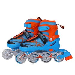 Endless EL1027 Inline justerbara skridskor stora 39 EUR (UK 5,5) - 43 EUR (UK 9) för 12 år och äldre | Blå, orange | aluminiumchassi och 70 mm PU-hjul | alla hjul blinkar, ABEC 7-lager