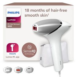 Philips Lumea 8000 Series, dispositivo di epilazione IPL, alternativa ai dispositivi di epilazione laser, con tecnologia SenseIQ, 3 accessori per corpo, viso e zone di precisione, modello BRI946/00