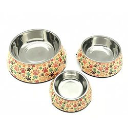 CHIARA Ciotola in acciaio inox 14,5 cm (ciotola in acciaio inox dal look alla moda, lavabile in lavastoviglie e facile da pulire, con bordo antiscivolo, cassa in melamina), motivo: Paw