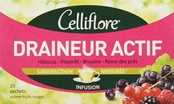 CELLIFLORE - Infusion Draineur Actif - A Base d'Hibiscus/Pissenlit/Bruyère/Reine des Près - 20 Sachets