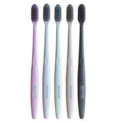 Brosse à dents adultes moyenne en fibre de blé (kit de 5) | Brosse à dents en charbon de poils à intensité moyenne adulte DENTAL CARE | durable et recyclable