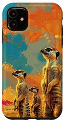 Carcasa para iPhone 11 Familia Suricata Animal Fauna Silvestre Sabana Desierto