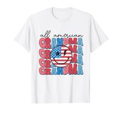 All American Grandma Groovy Matching Family 4 luglio Maglietta